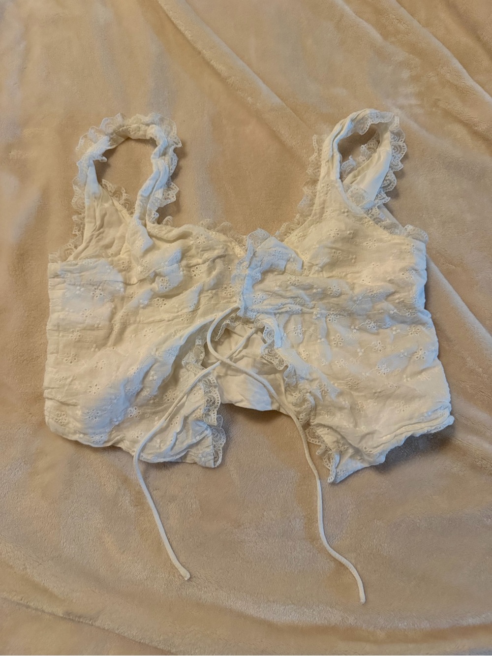 Princess Polly White Eyelet Lace Crop Top